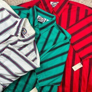 VTG NOS Concept Clothing Company LOT OF 3 Button Up Striped Shirts LARGE